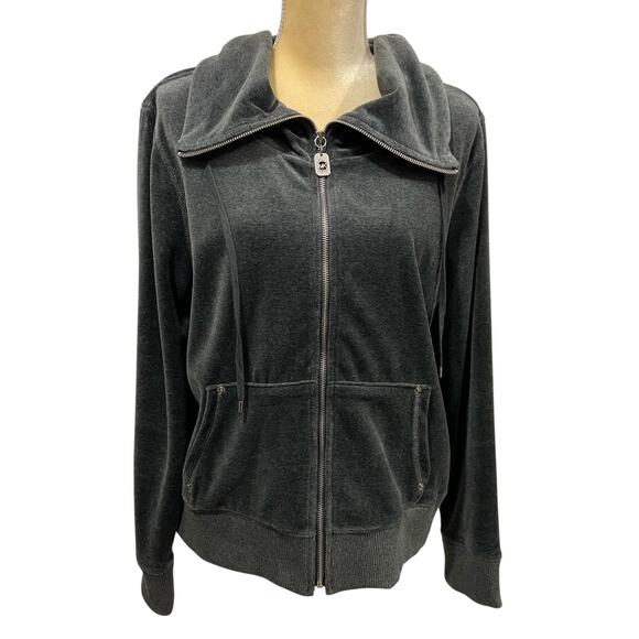 Michael Michael Kors Full Zip Velour Long Sleeves Jacket Gray Size XL - Picture 1 of 6
